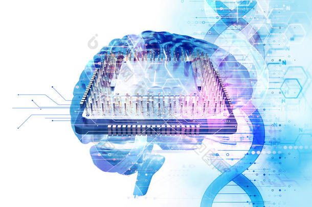 人类头部在<strong>DNA</strong>分子上的三维图示抽象技术