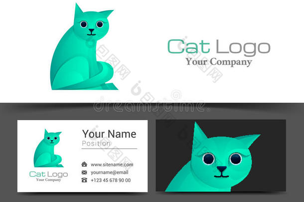 猫公司标志和名片标志模板创意
