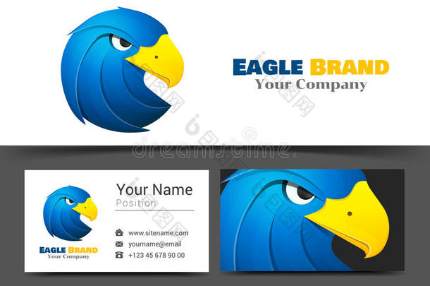 动物蓝鹰公司标志和名片标志模板