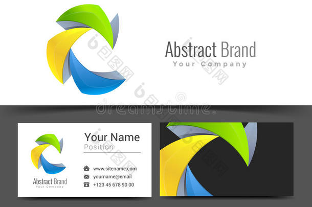 抽象彩色企业标志和名片标志模板