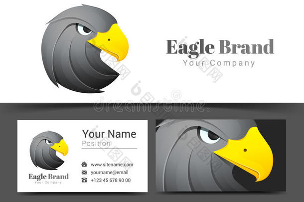 动物鹰黑色企业标志和名片