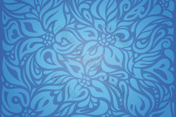 <strong>蓝色壁纸</strong>背景设计与装饰花