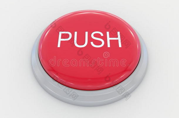 大红色按钮，有推动铭文。 概念三维渲染