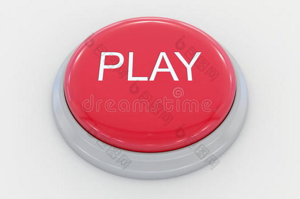 红色的大按钮，上面写着“播放”字样。概念三维渲染