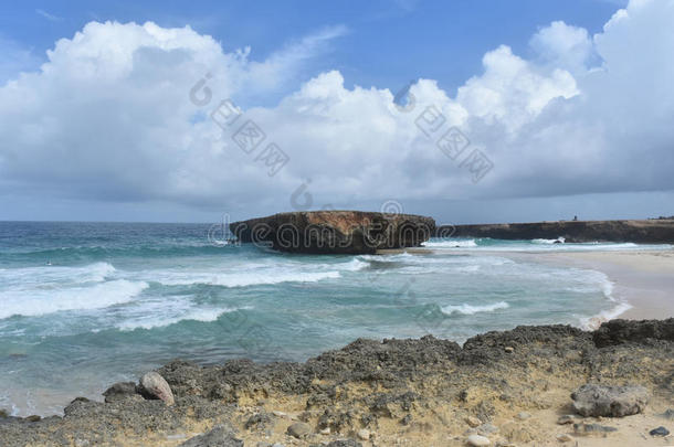 贫瘠的海景，有<strong>哗啦啦</strong>的海浪和一只荒芜的山豆