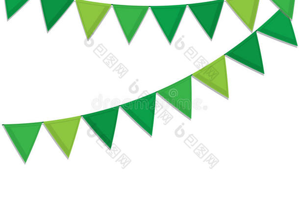 绿色装饰旗帜流光庆祝圣帕特里克`的节日装饰。