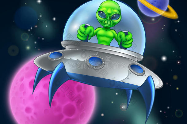 外星<strong>UFO</strong>飞碟在太空中