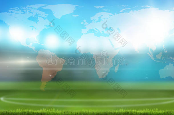 三维渲染足球场足球场世界地图。 元素o