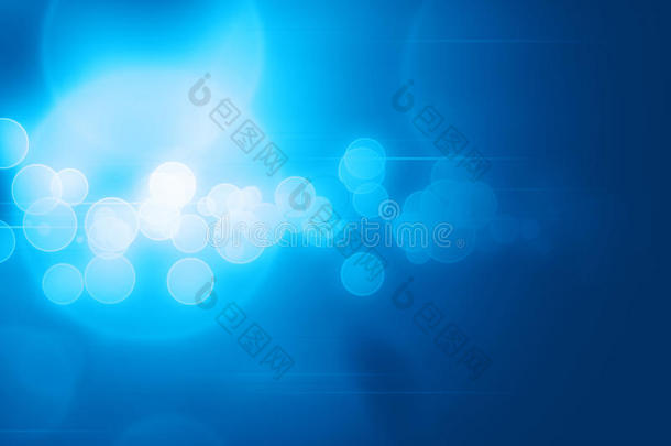 抽象的蓝色圆圈和线条发光技术背景