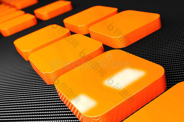 三维橙色金属和碳<strong>方块背景</strong>