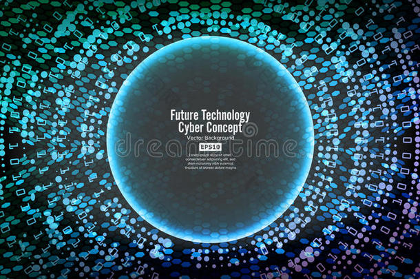未来技术网络概念背景。 抽象安全打印。 蓝色电子网络。 数字系统设计