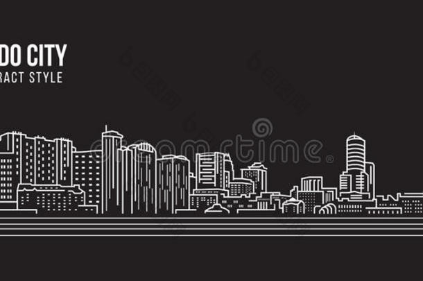 城市<strong>景观建筑</strong>线艺术矢量插图设计-奥兰多市