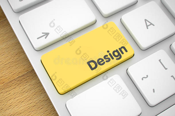 设计-黄色键盘键盘上的信息。 3D。