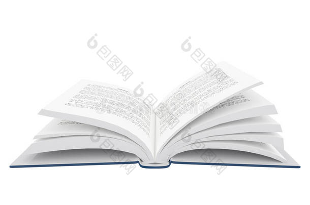 白色背景下开放书籍的三维渲染