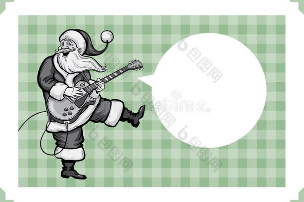圣诞贺卡与圣诞老人玩电子吉他