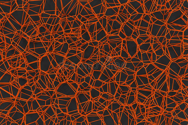 黑色背景上的抽象三维Voronoi<strong>晶格</strong>