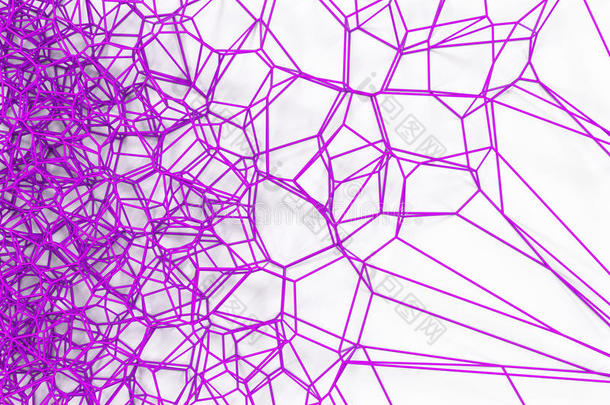 白色背景上的抽象三维Voronoi晶格
