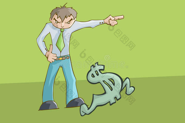 愤怒的人指着左边不安，一块钱的牌子在跑。