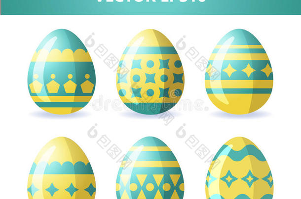复活节彩蛋图标。 复活节鸡蛋复活节假期设计白色背景。