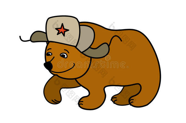熊戴着俄罗斯帽子的耳环