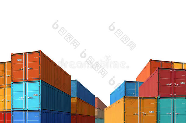 出口进口货物集装箱散装孤立三维插图