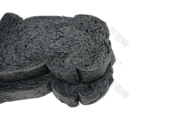 分离的黑色木炭烤面包
