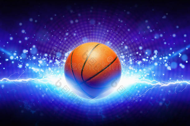 篮球和强大的蓝色闪电