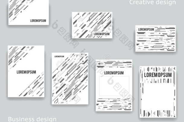抽象几何装饰设计模板A4传单小册子封面海报集矢量插图
