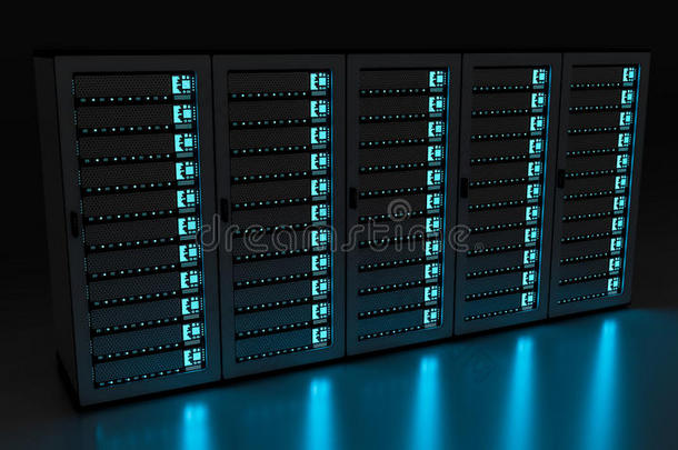 黑暗服务器机房数据中心存储三维渲染