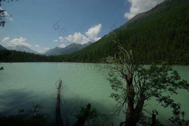 湖边美丽的山景。 山湖。 一种山地地形和山谷中的水