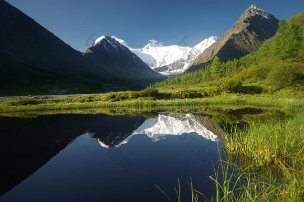 湖边美丽的山景。 山湖。 一种山地地形和山谷中的水