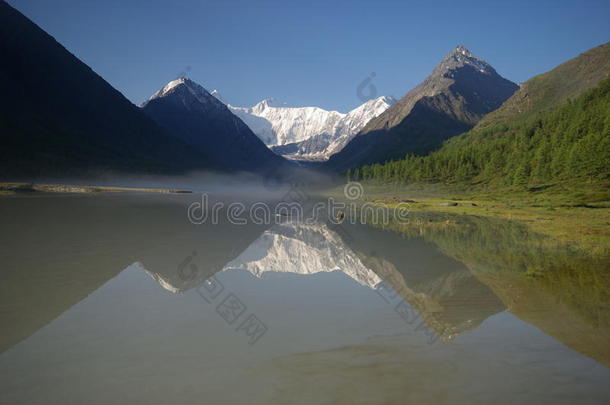 湖边美丽的山景。 山湖。 一种山地地形和山谷中的水