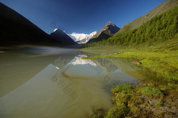 湖边美丽的山景。 山湖。 一种山地地形和山谷中的水