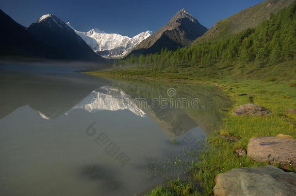 湖边美丽的山景。 山湖。 一种山地地形和山谷中的水