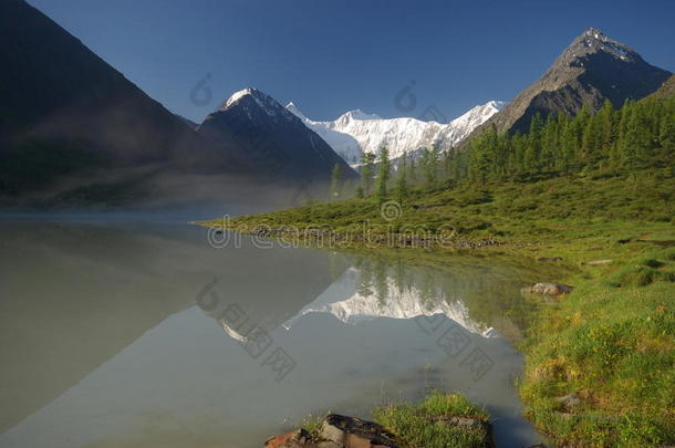 湖边美丽的山景。 山湖。 一种山地地形和山谷中的水