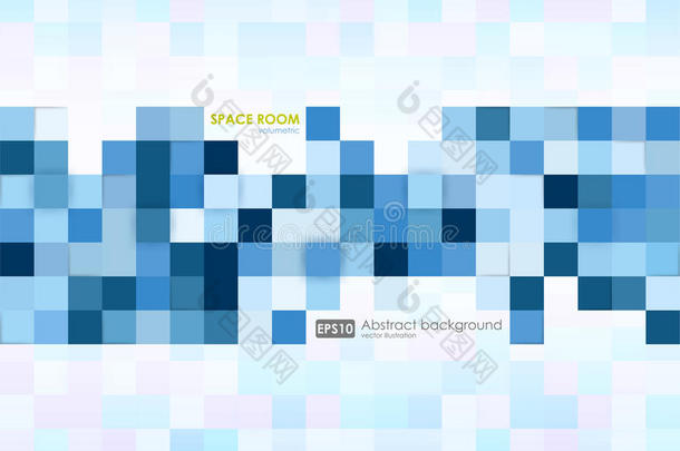 商业抽象蓝色背景。 用正方形插图抽象纹理。 横幅，<strong>海报的</strong>图案设计