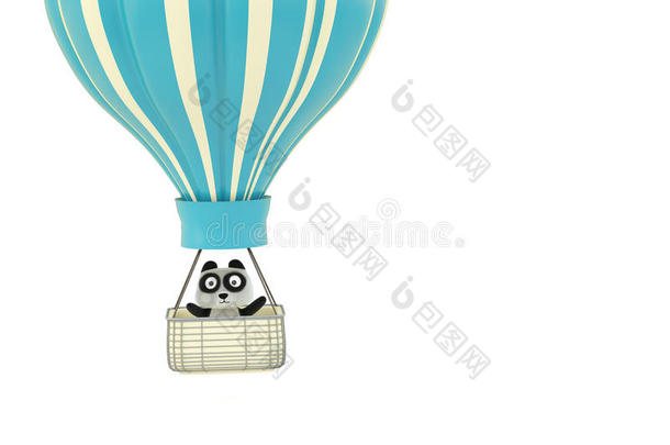 气球中的<strong>卡通</strong>熊猫，三维渲染