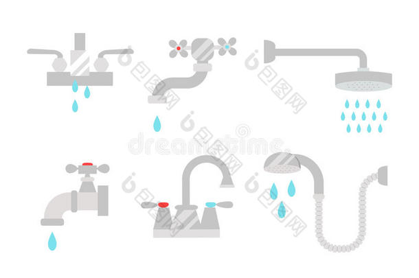 浴室淋浴图标与工艺节水符号概念卫生收集和清洁家庭洗涤银