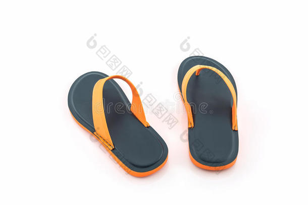 五颜六色的凉鞋/橙色和黑色拖鞋。