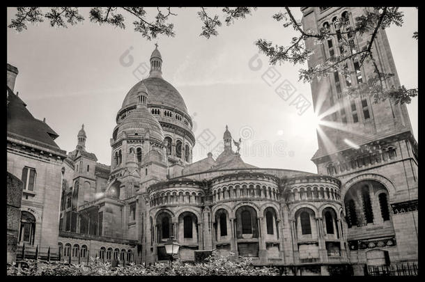 法国巴黎春天的圣心大教堂