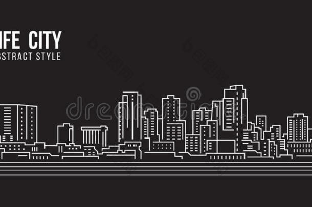 城市景观建筑线艺术矢量插图设计-累西腓城市