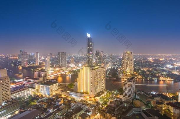 泰国曼谷城市景观的鸟瞰图。