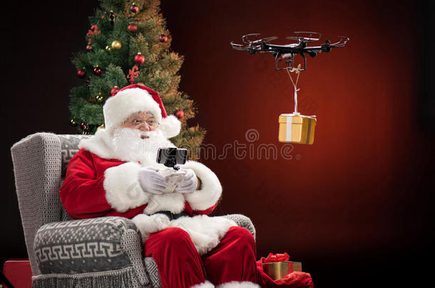 圣诞节克劳斯直升机无人机喜庆的