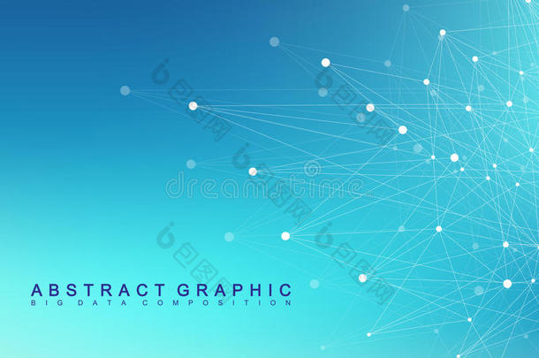 几何图形背景分子与通信。 大数据复杂的化合物。 透视背景。 最小