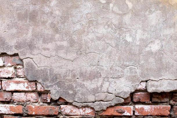 损坏砖墙与剥落石膏背景设计