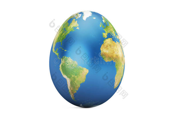 复活节彩蛋与世界地图，3D渲染