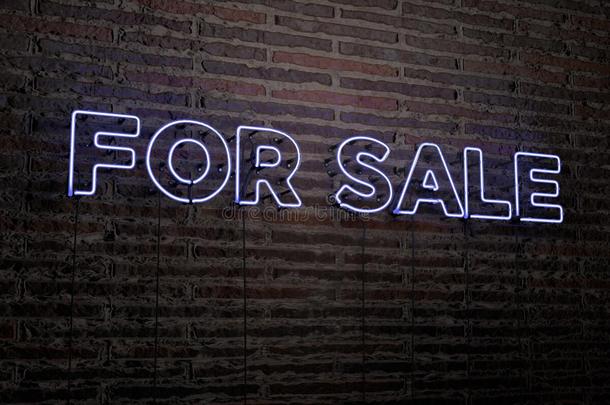 出售-现实的霓虹灯标志在砖墙背景-3D提供版税免费股票形象