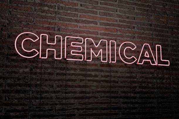 砖墙背景上的化学现实霓虹灯标志-3D渲染了免版税的股票形象