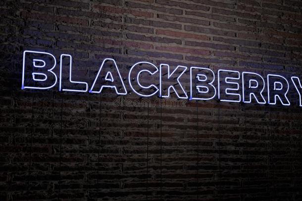 黑莓-现实的霓虹灯标志在砖墙背景-3D提供版税免费股票<strong>形象</strong>