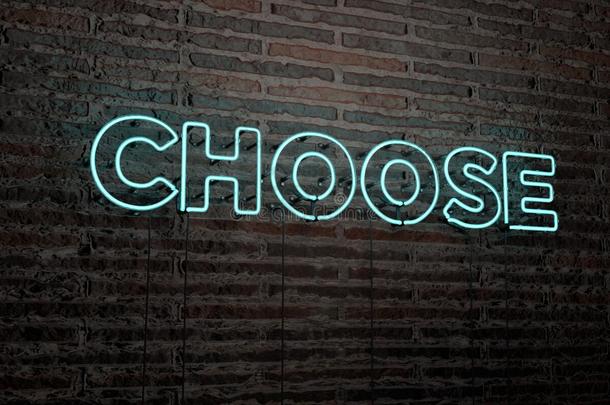 选择-现实霓虹灯标志砖墙背景-三维渲染免版税股票图像